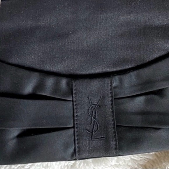 Yves Saint Laurent VIP Gift Black Satin Clutch with Converted Crossbody Chain - Picture 11 of 11